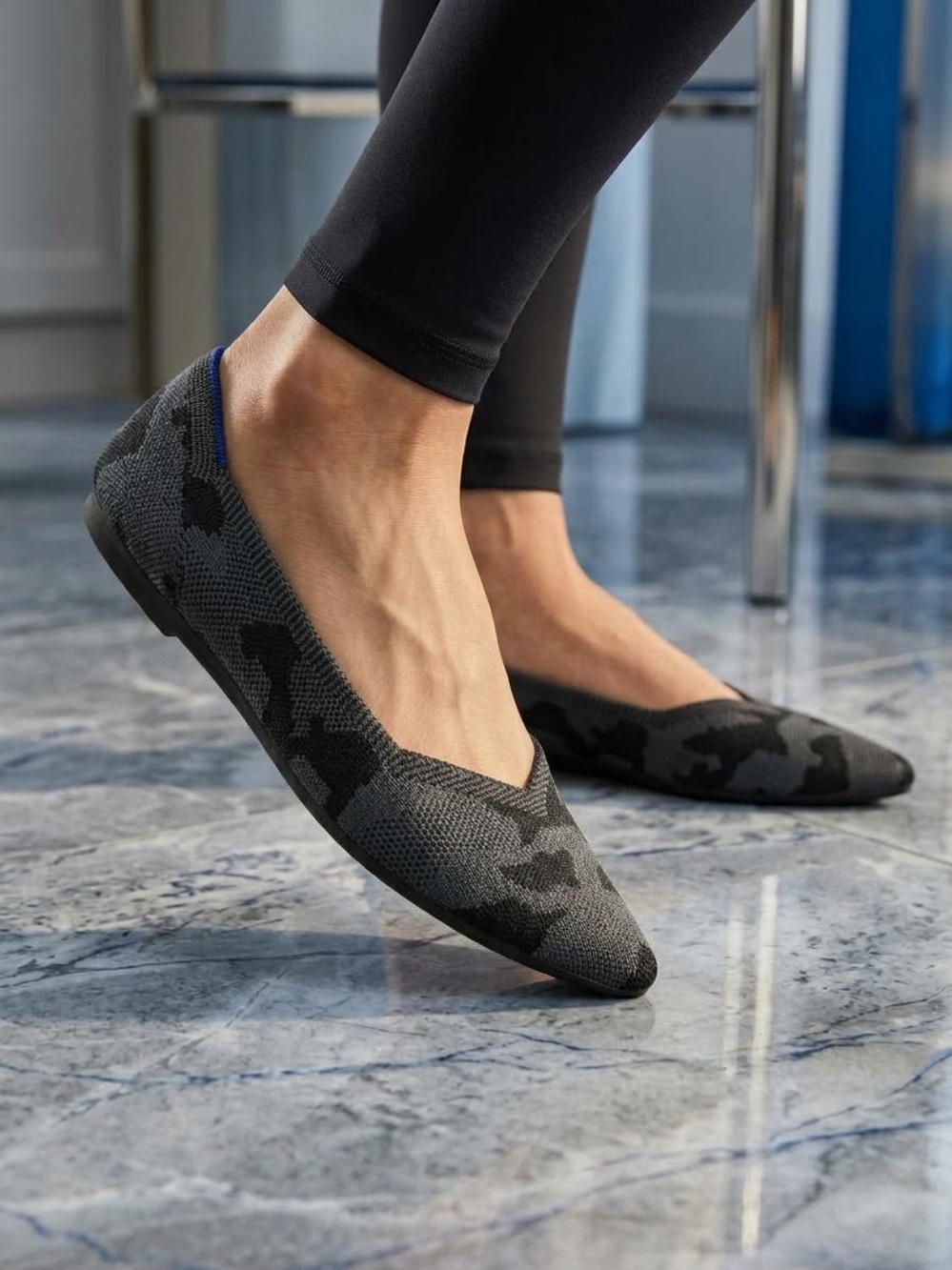 ROTHY’S The Point Flats in Black Camo RARE Retired Color Sz. 8.5